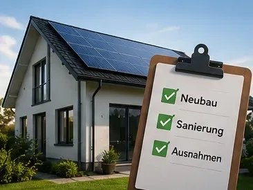 Ein Einfamilienhaus mit einer Solaranlage