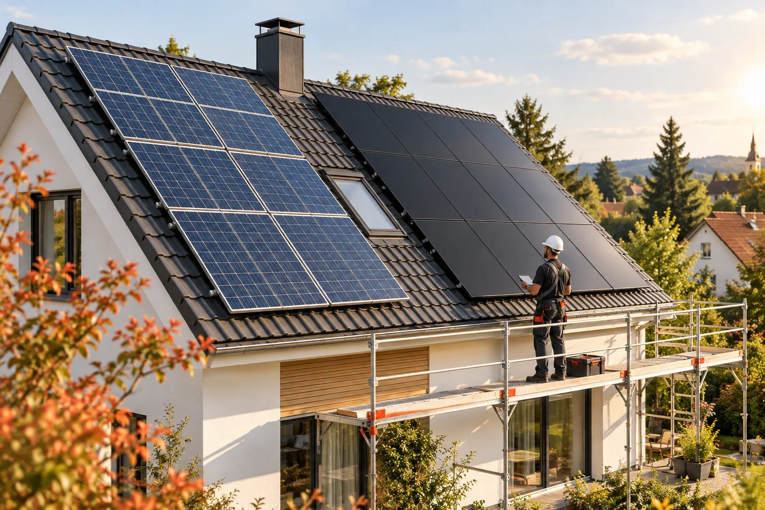 Alte und neue Solarmodule gemeinsam auf einem Dach